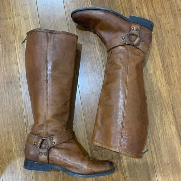 Frye Phillip Harness Tall Boots #70511 Sz. 8.5 - Picture 1 of 11